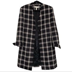 Amanda Smith Black White‎ Check Plaid Tweed Coat